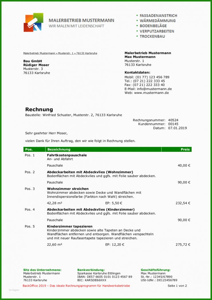 Muster Rechnung Schreiben