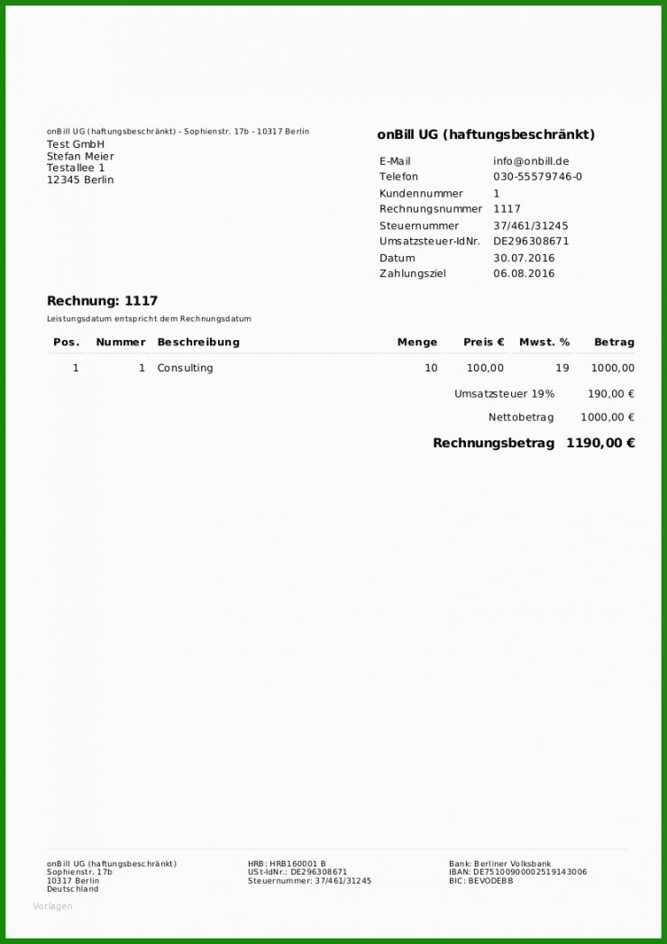 Muster Rechnung Ug