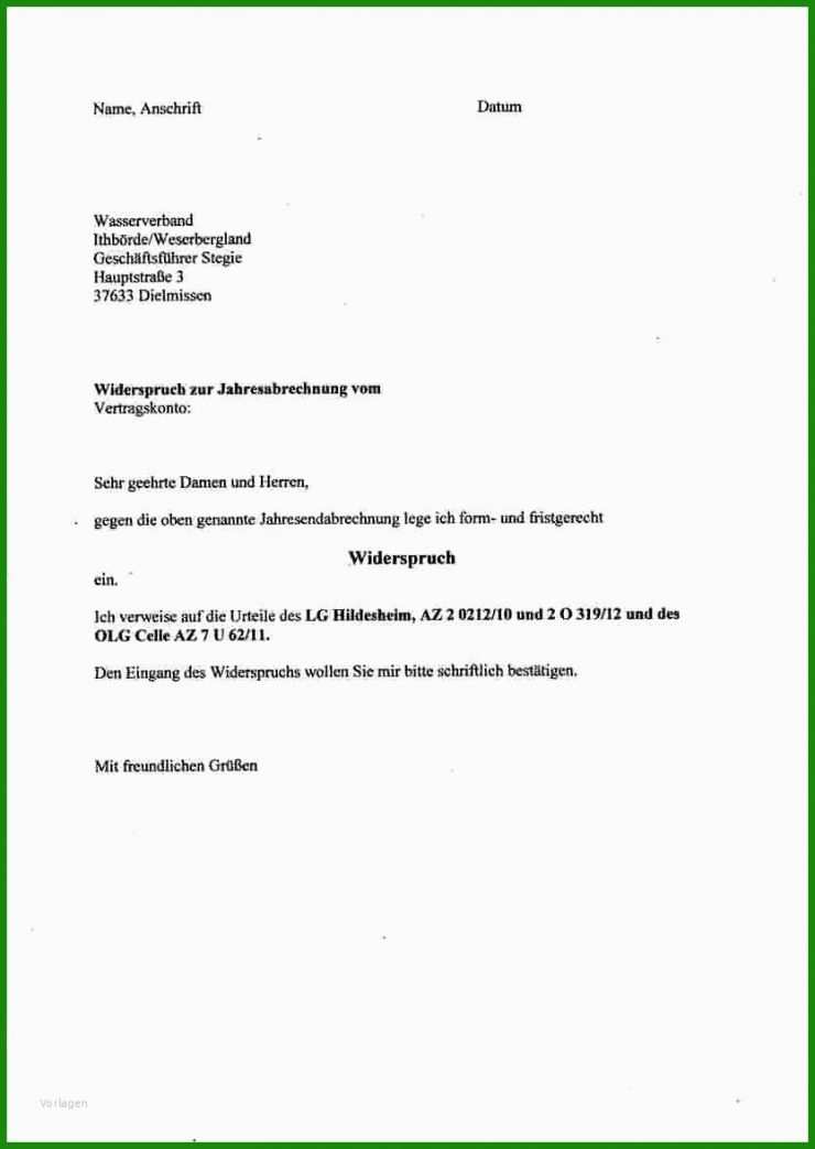 Muster Rechnung Widerspruch