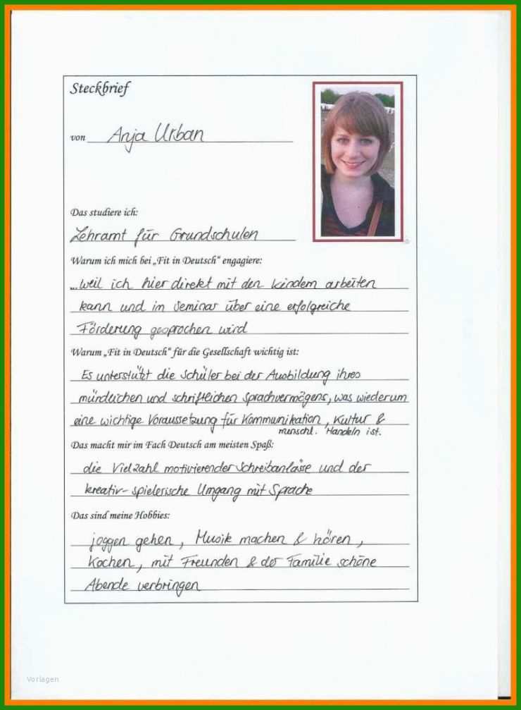 Muster Steckbrief Für Kindergarten Praktikum