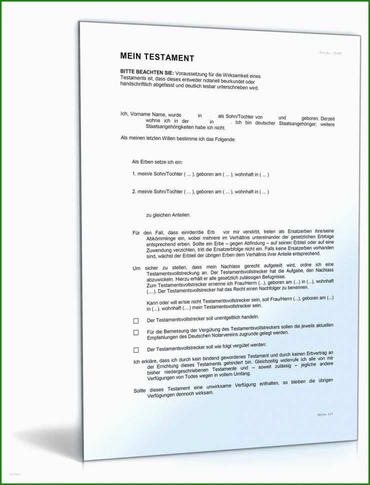 Muster Testament Eheleute Kinderlos