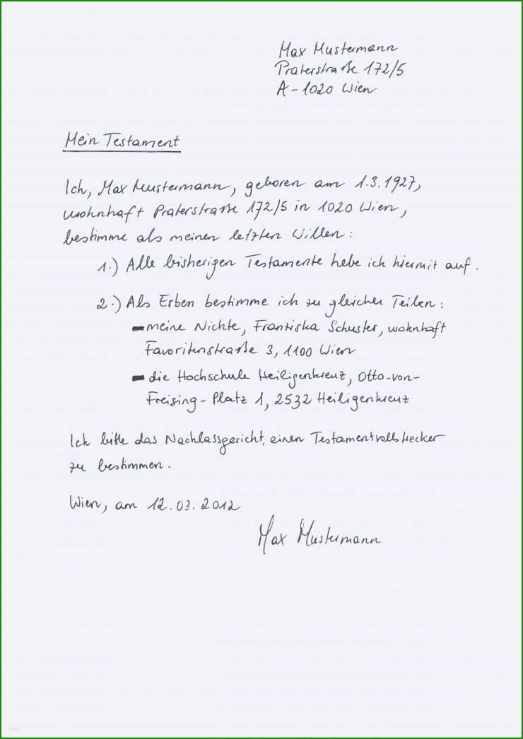 Muster Testament Mit Vermächtnis