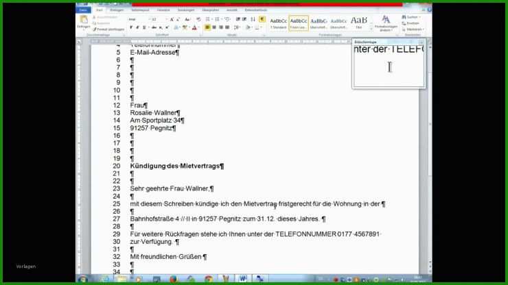 Muster Word Brief