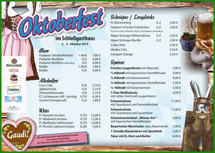 Oktoberfest Menükarte Vorlage