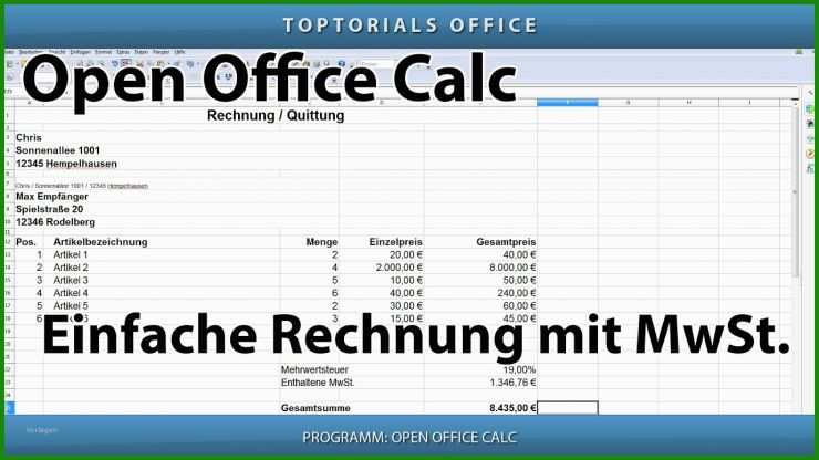 Openoffice Calc Vorlage Rechnung