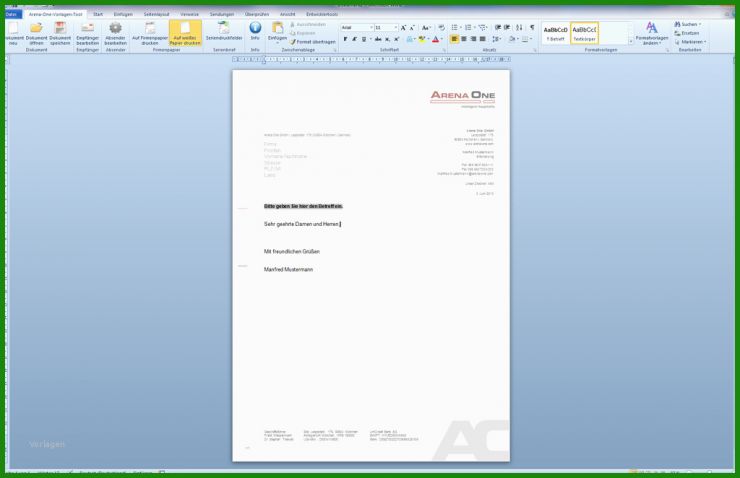Outlook Vorlage Brief