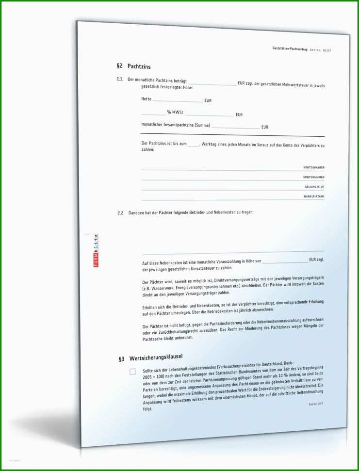 Pachtvertrag Auf Lebenszeit Muster
