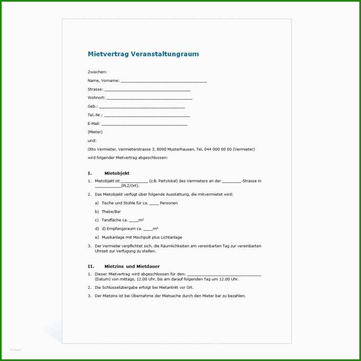 Pachtvertrag Grundstück Vorlage Word