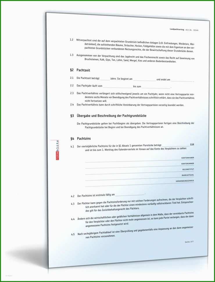 Pachtvertrag Mit Kaufoption Muster
