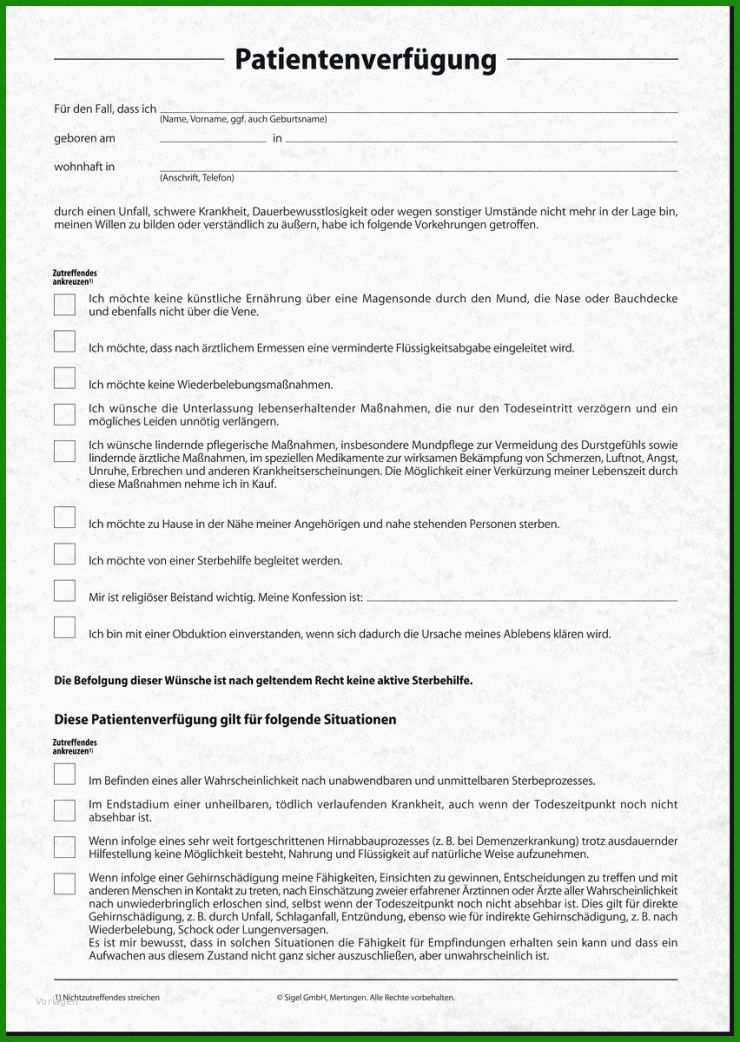 Patientenverfügung Muster