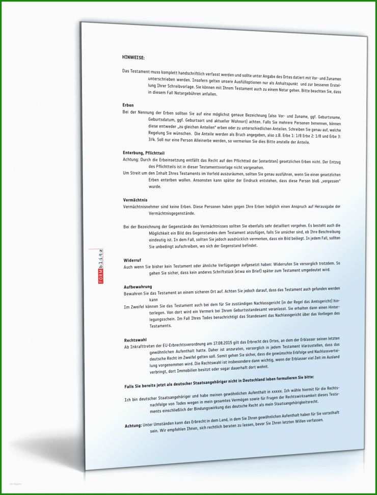 Patientenverfügung Muster Handschriftlich