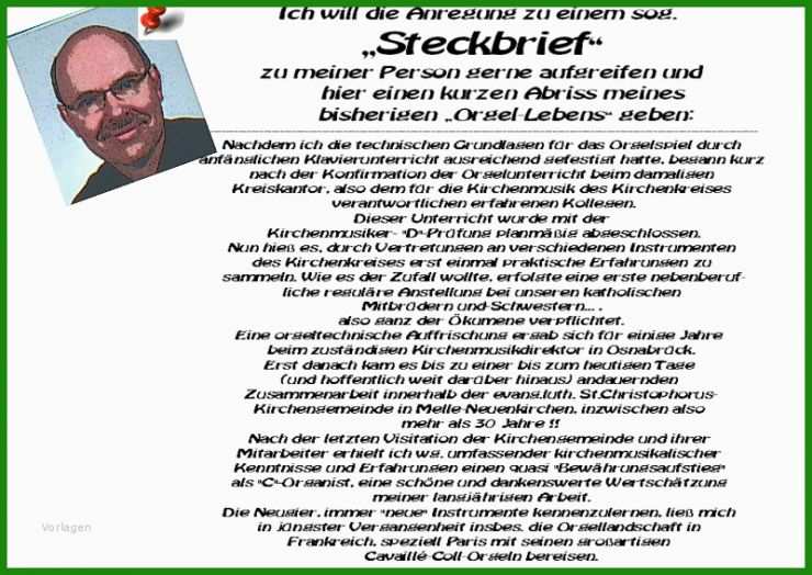 Person Steckbrief Vorlage
