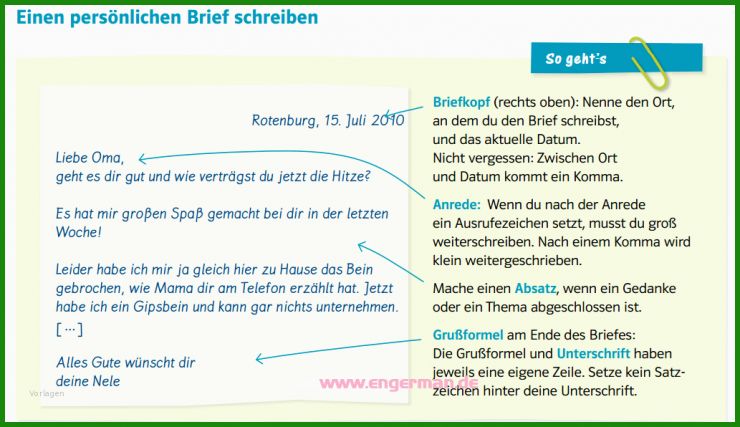 Persönlicher Brief 5. Klasse Realschule Muster