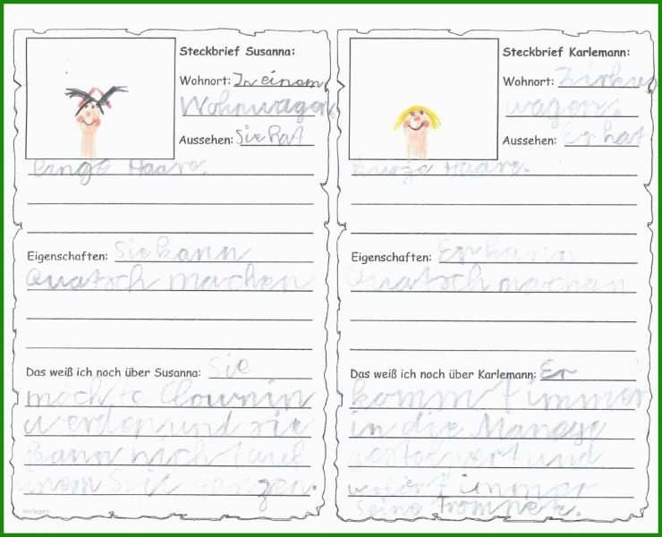 Persönlicher Steckbrief Vorlage