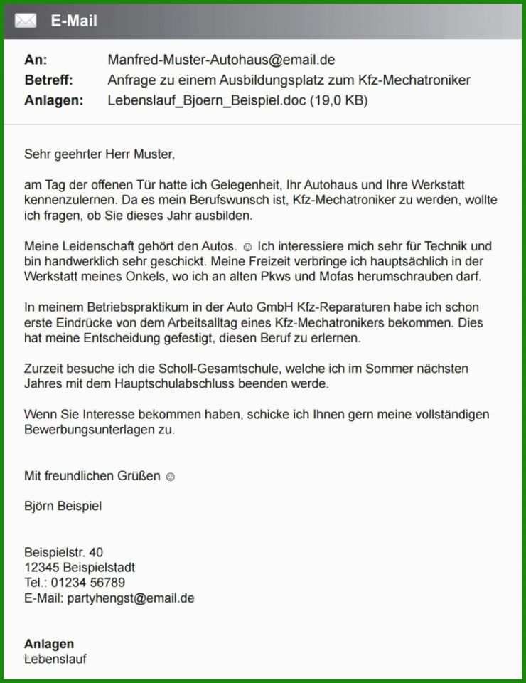Planet Beruf Bewerbung Praktikum Muster
