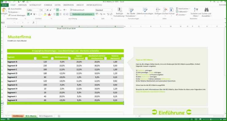 Portfolio Analyse Vorlage