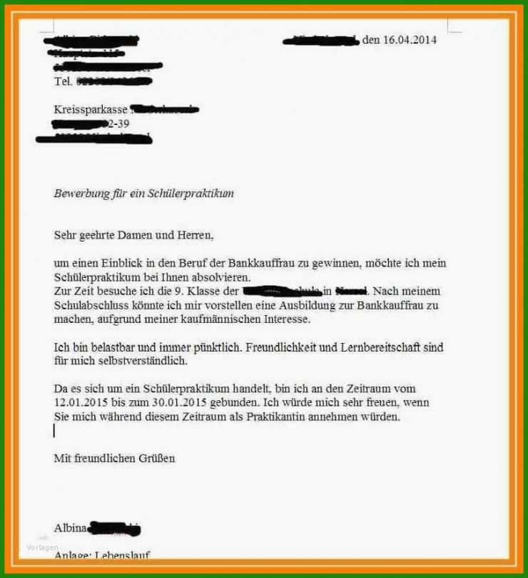 Praktikum Bewerbung Kindergarten Vorlage