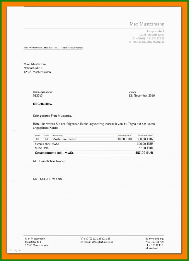 Privat Rechnung Muster 2 Privat Rechnung Muster