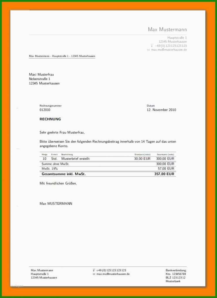 Privatkauf Rechnung Vorlage