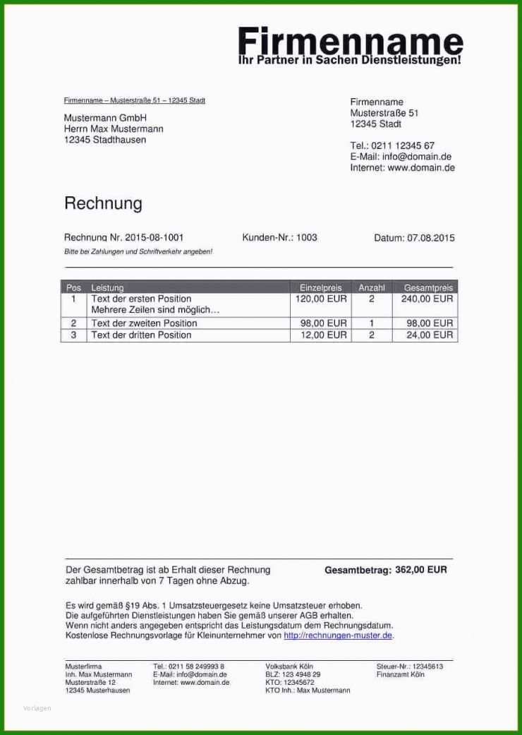 Proforma Rechnung Englisch Muster