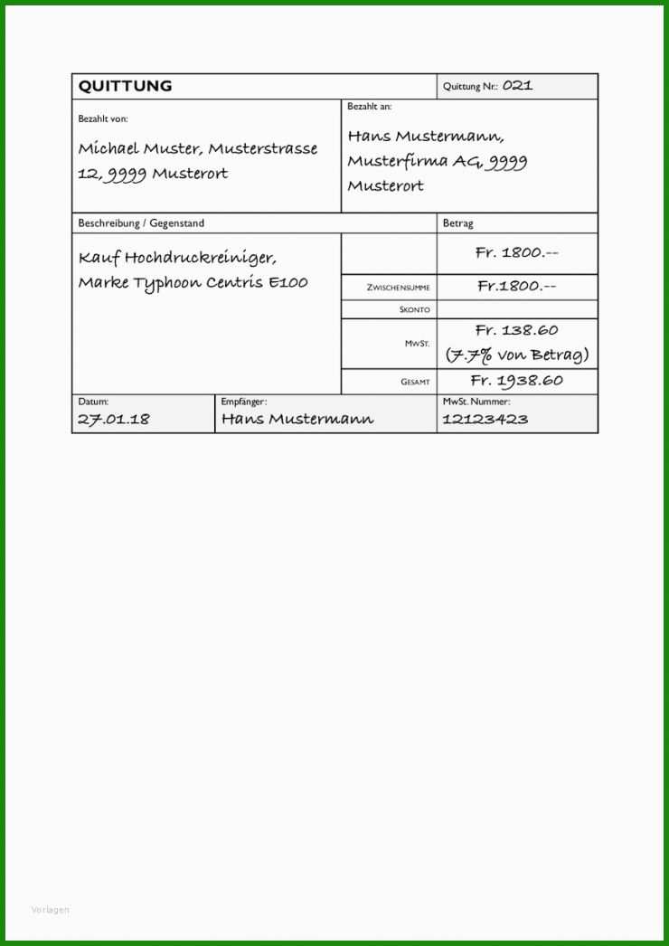 Proforma Rechnung Vorlage Schweiz
