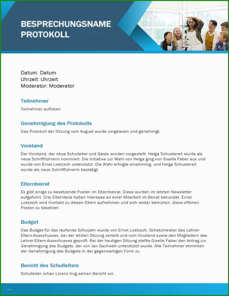 Projekt Protokoll Vorlage