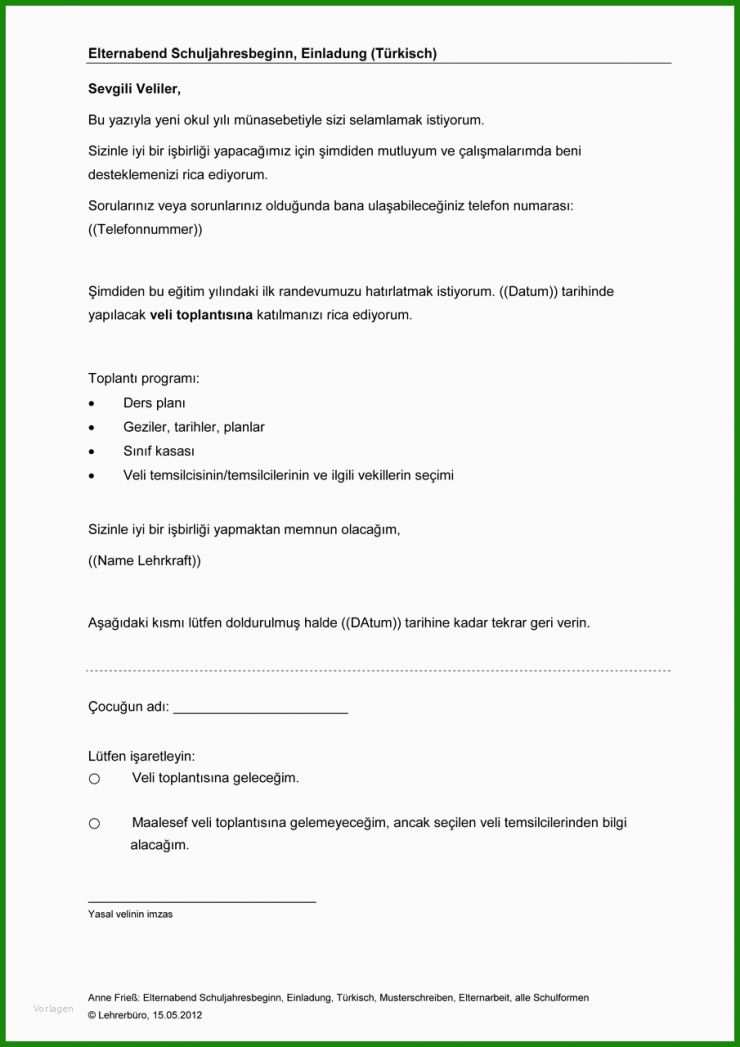 Protokoll Elternabend Vorlage