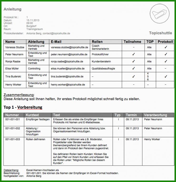 Protokoll Gmbh Gesellschafterversammlung Muster