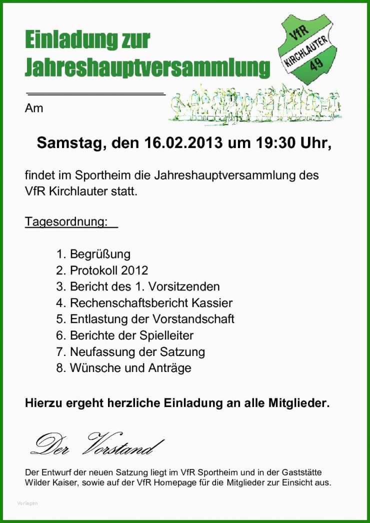 Protokoll Jahreshauptversammlung Muster