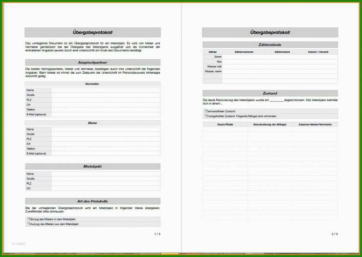 Protokoll Schlüsselübergabe Muster