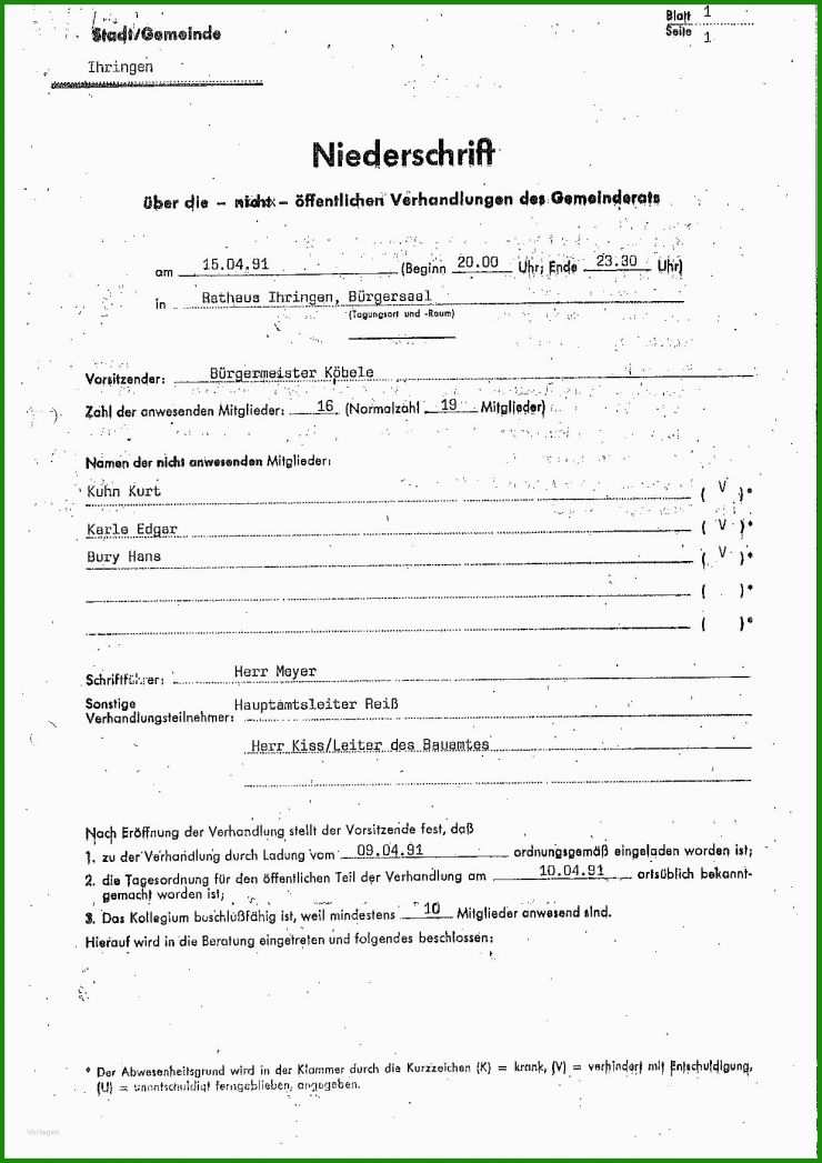 Protokoll Sitzung Muster