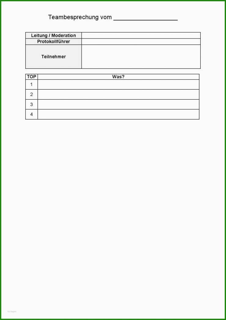 Protokoll Teambesprechung Vorlage