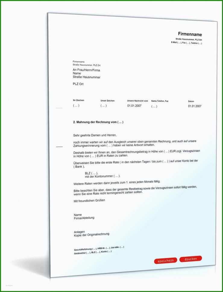 Ratenzahlung Rechnung Vorlage
