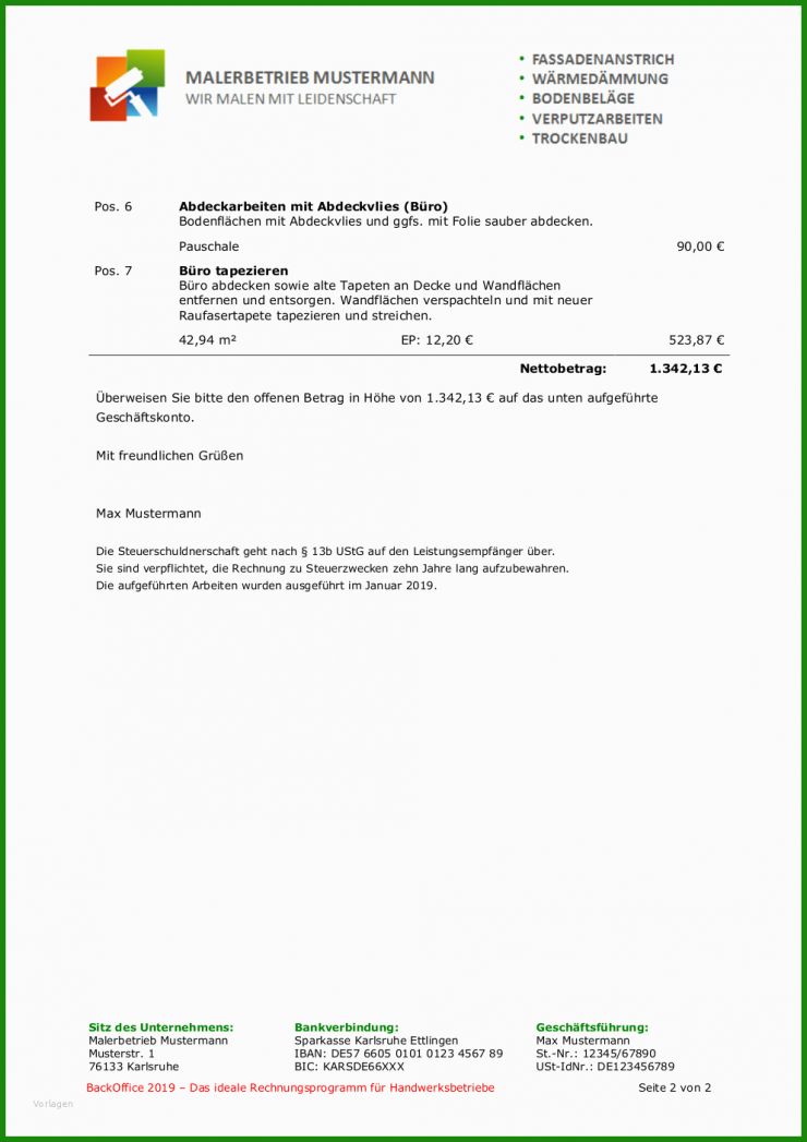 Rechnung 13b Muster