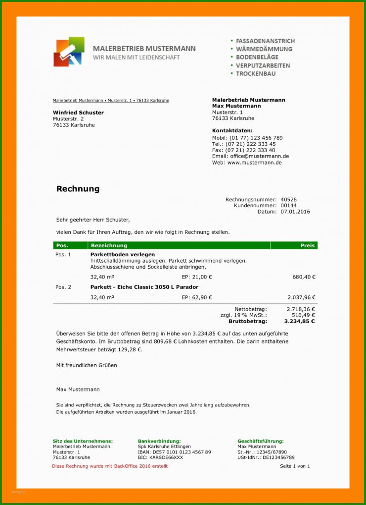 Rechnung 2018 Muster