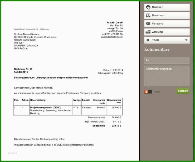 Rechnung Aus Dem Ausland Muster