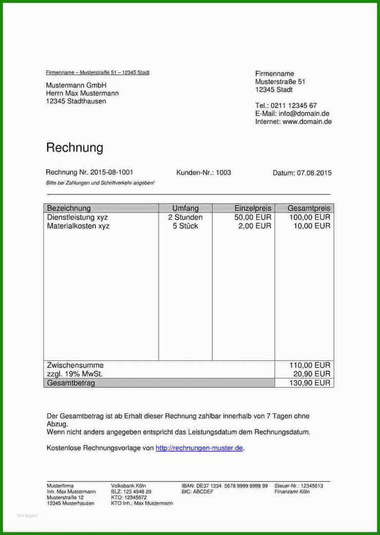 Rechnung § 14 Ustg Muster
