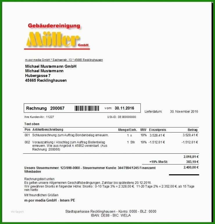 Rechnung Differenzbesteuerung Vorlage
