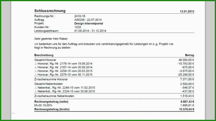Rechnung Export Muster