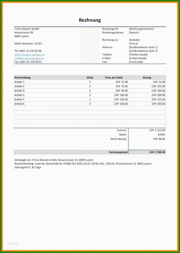 Rechnung Freelancer Vorlage