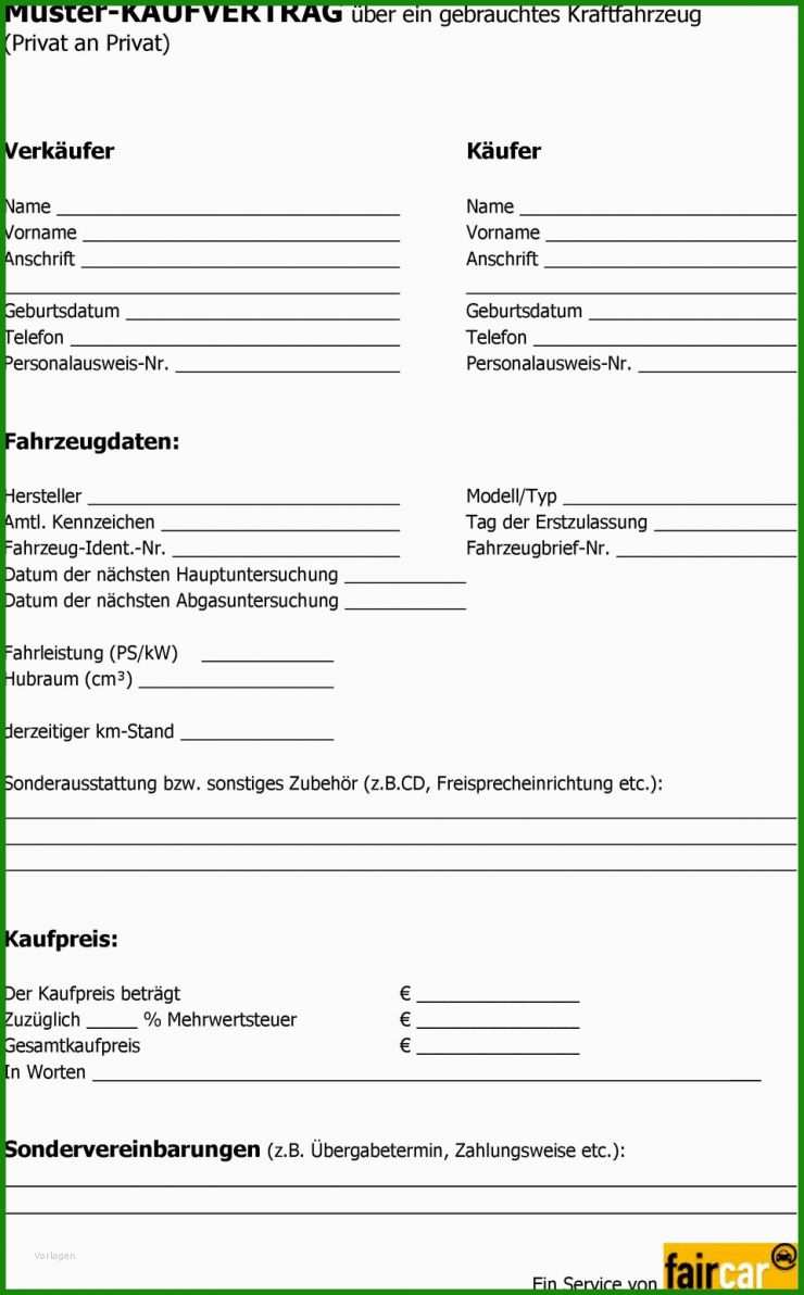 Rechnung Gebrauchtwagen Muster