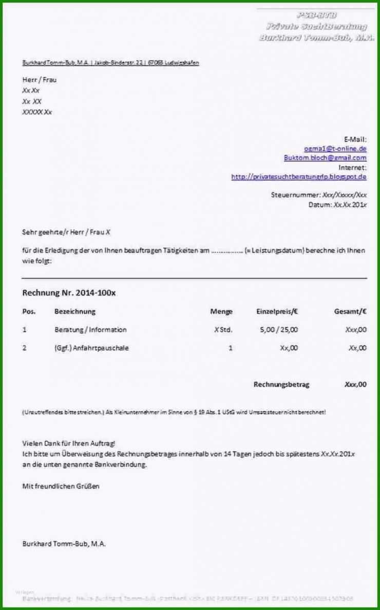 Rechnung Heilpraktiker Psychotherapie Vorlage
