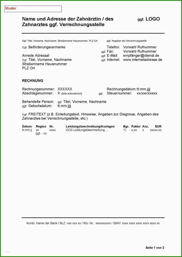Rechnung Heilpraktiker Vorlage