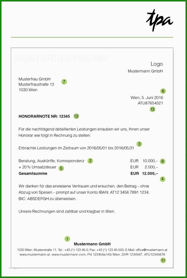 Rechnung Honorar Muster