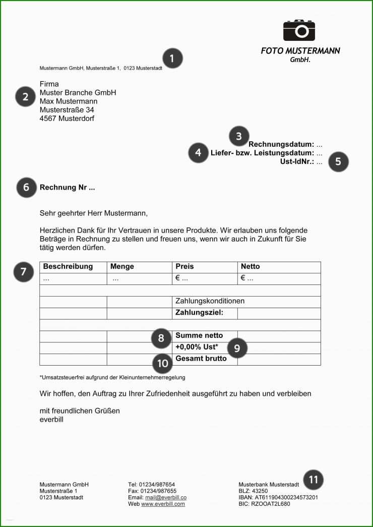 Rechnung Kleingewerbe Muster Word