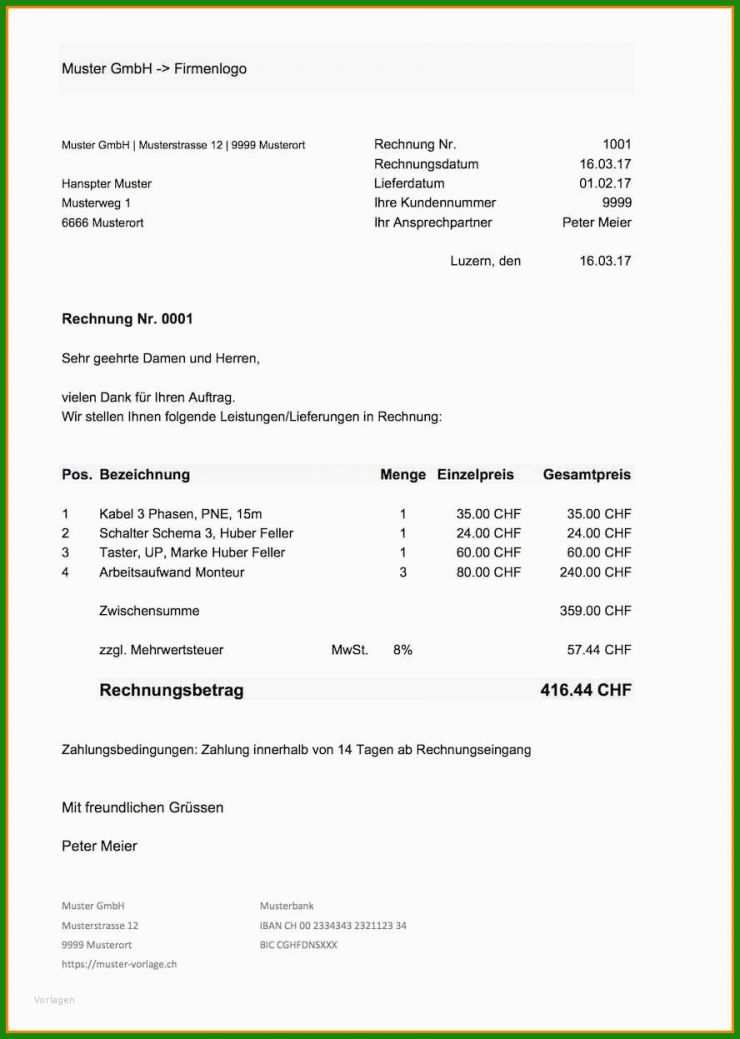 Rechnung Leichenschau Muster