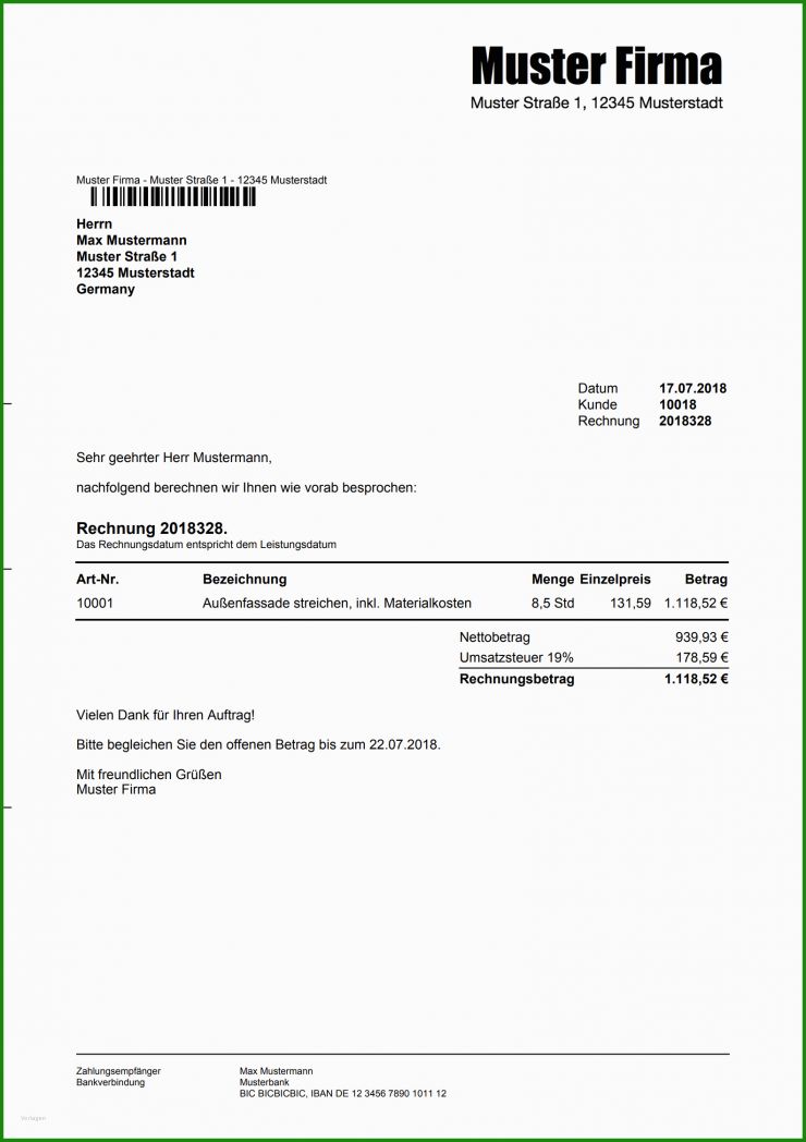 Rechnung Maklercourtage Muster