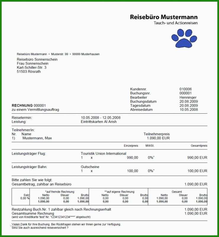Rechnung Mit Logo Muster