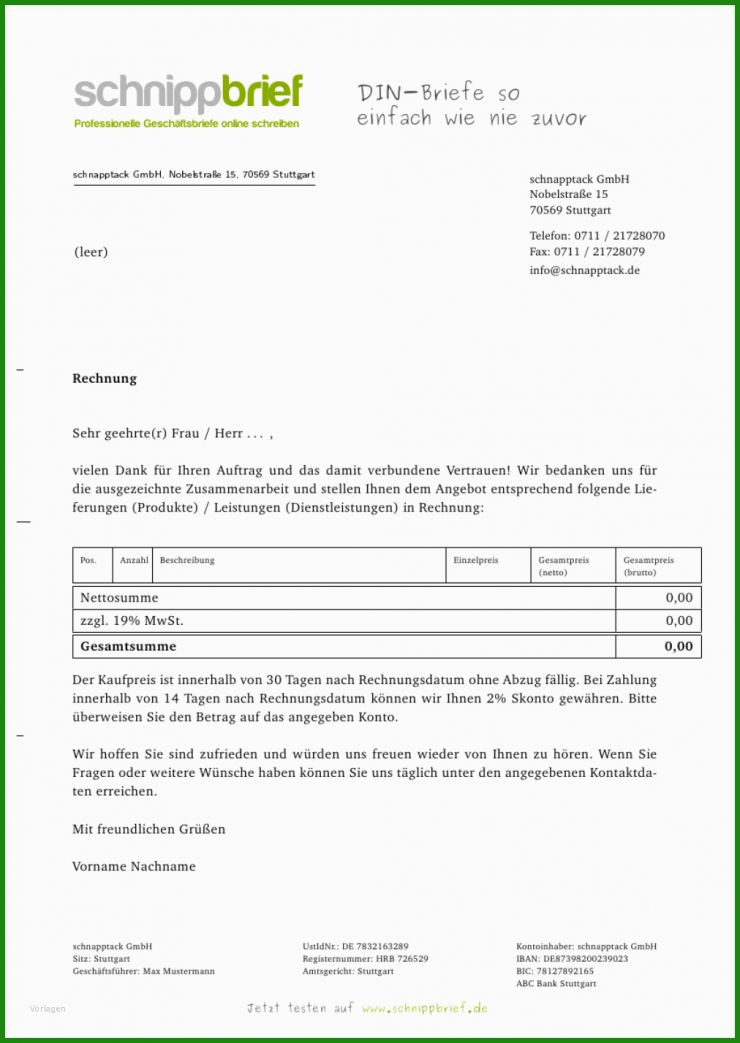 Rechnung Mit Rabatt Muster