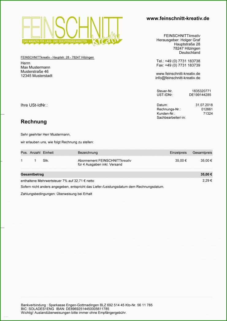 Rechnung Mit Stundenlohn Muster